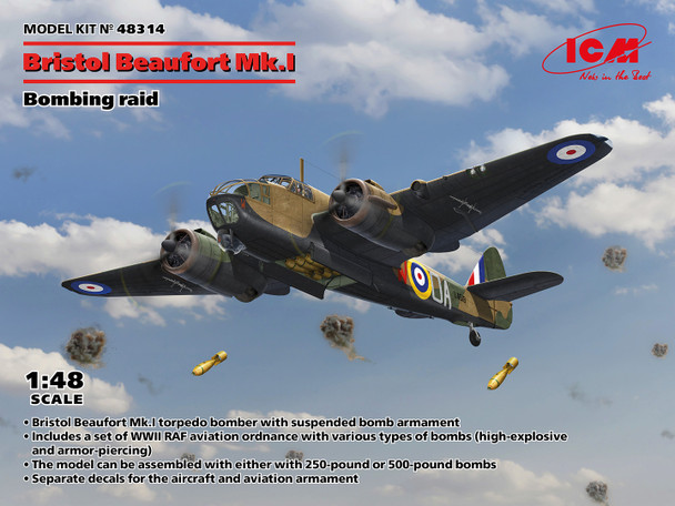 ICM48314 - ICM 1/48 Bristol Beaufort Mk.I Bombing Raid