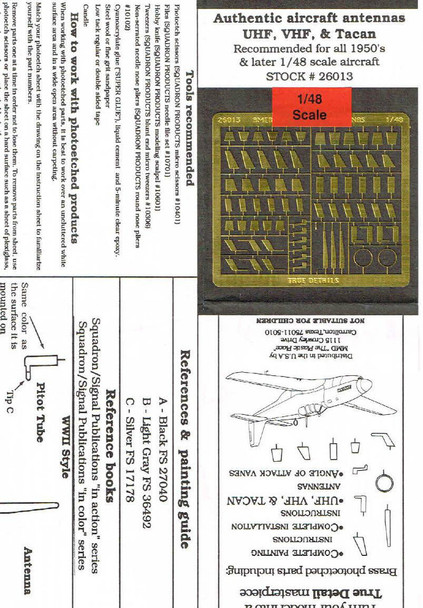TRU26013 - True Details 1/48 AUTHENTIC AIRCRAFT ANTENNAS UHF, VHF & TACAN