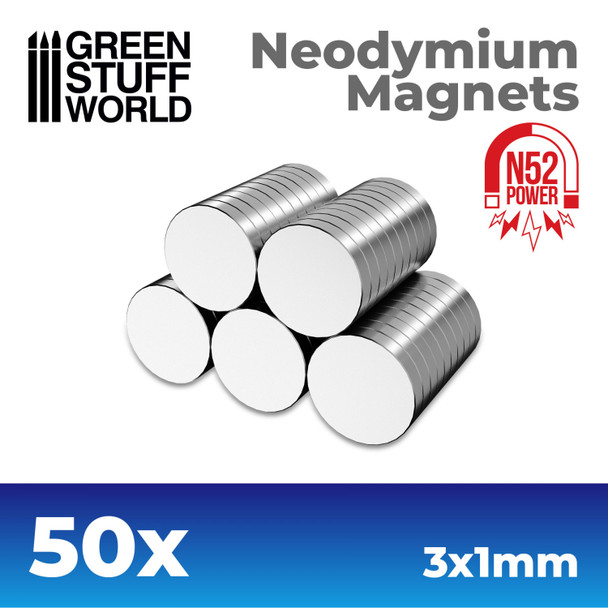 GSW9259 - Green Stuff World Neodymium Magnets 3x1mm - SET x50 (N52)