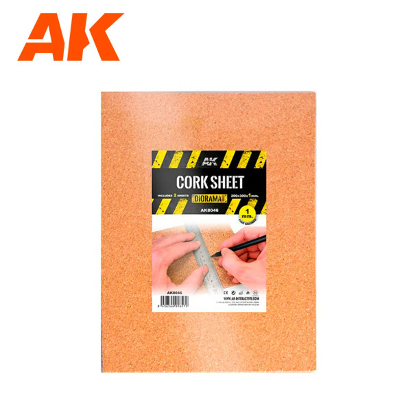 AKIAK8046 - AK Interactive 1mm Fine Cork Sheet (2pcs)