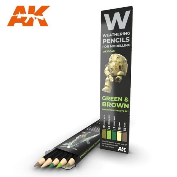 AKIAK10040 - AK Interactive Weathering Pencil set: Green & Brown