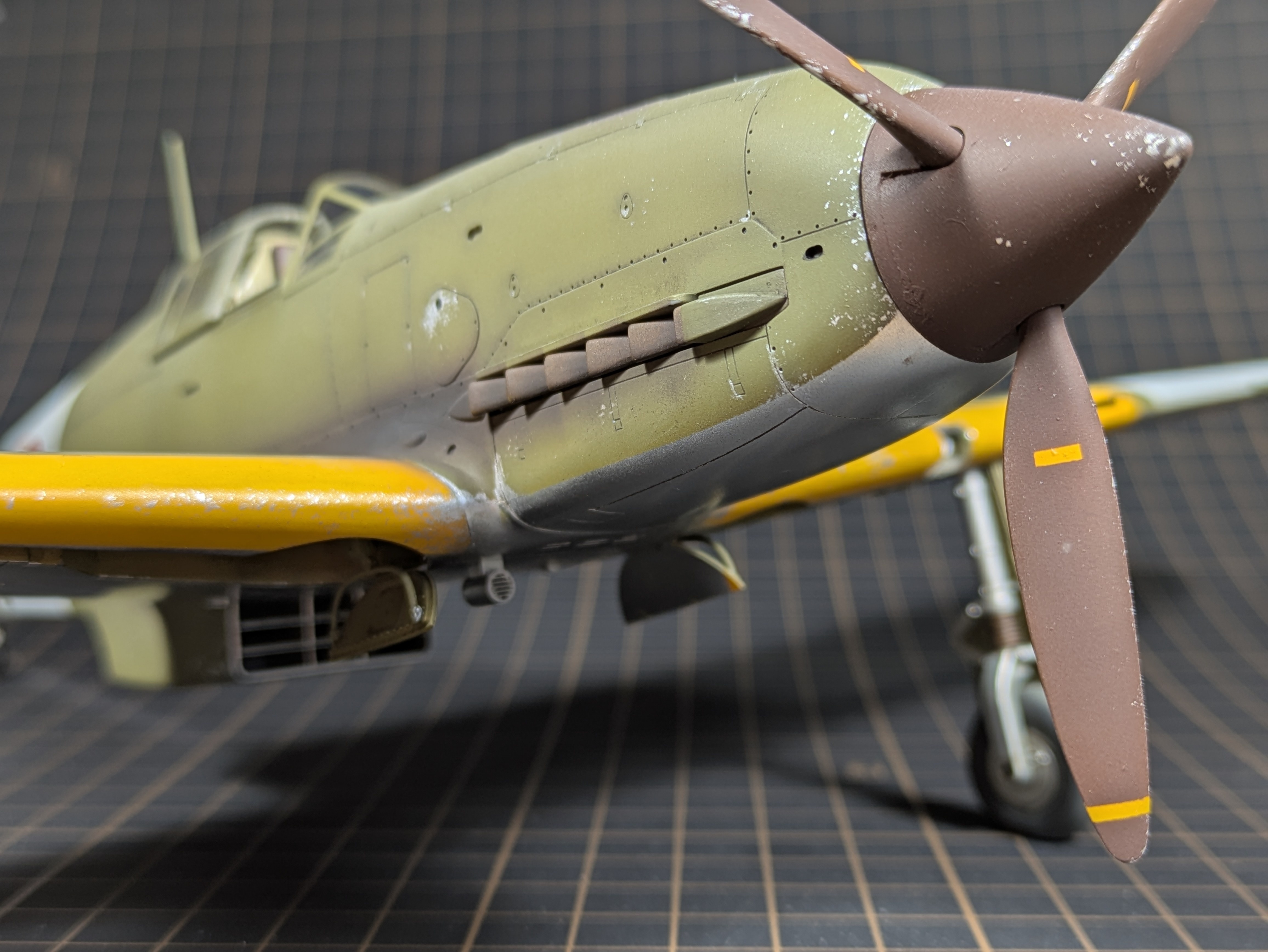 Completed prop, leading edge weathering and exhausts close-up