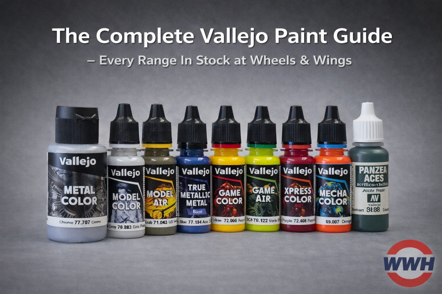 Vallejo paint range lineup — Metal Color, True Metallic Metal, Game Color, Model Air and more in stock at Wheels & Wings Hobbies