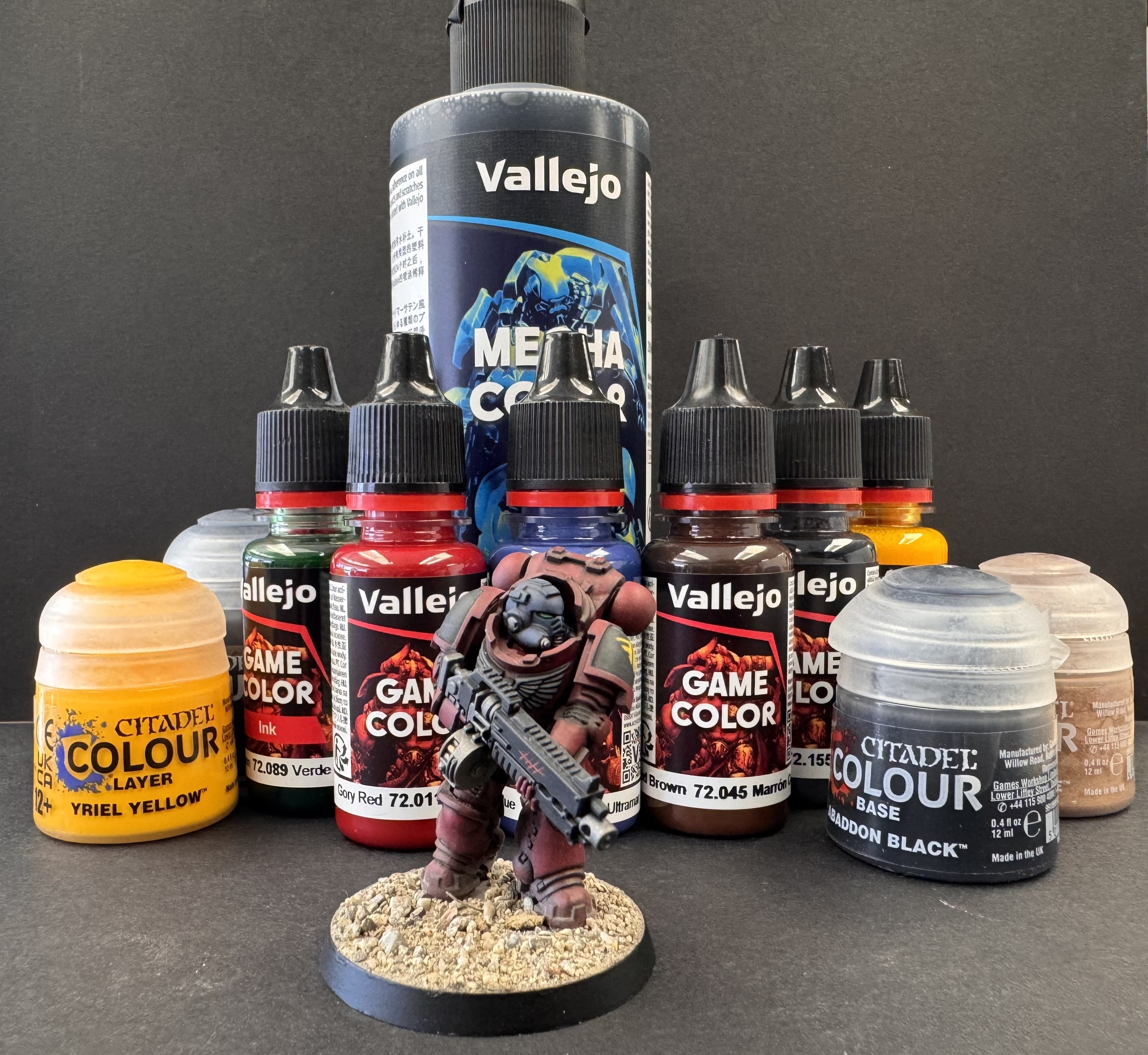 All essential paints for the Blood Angels grim dark project
