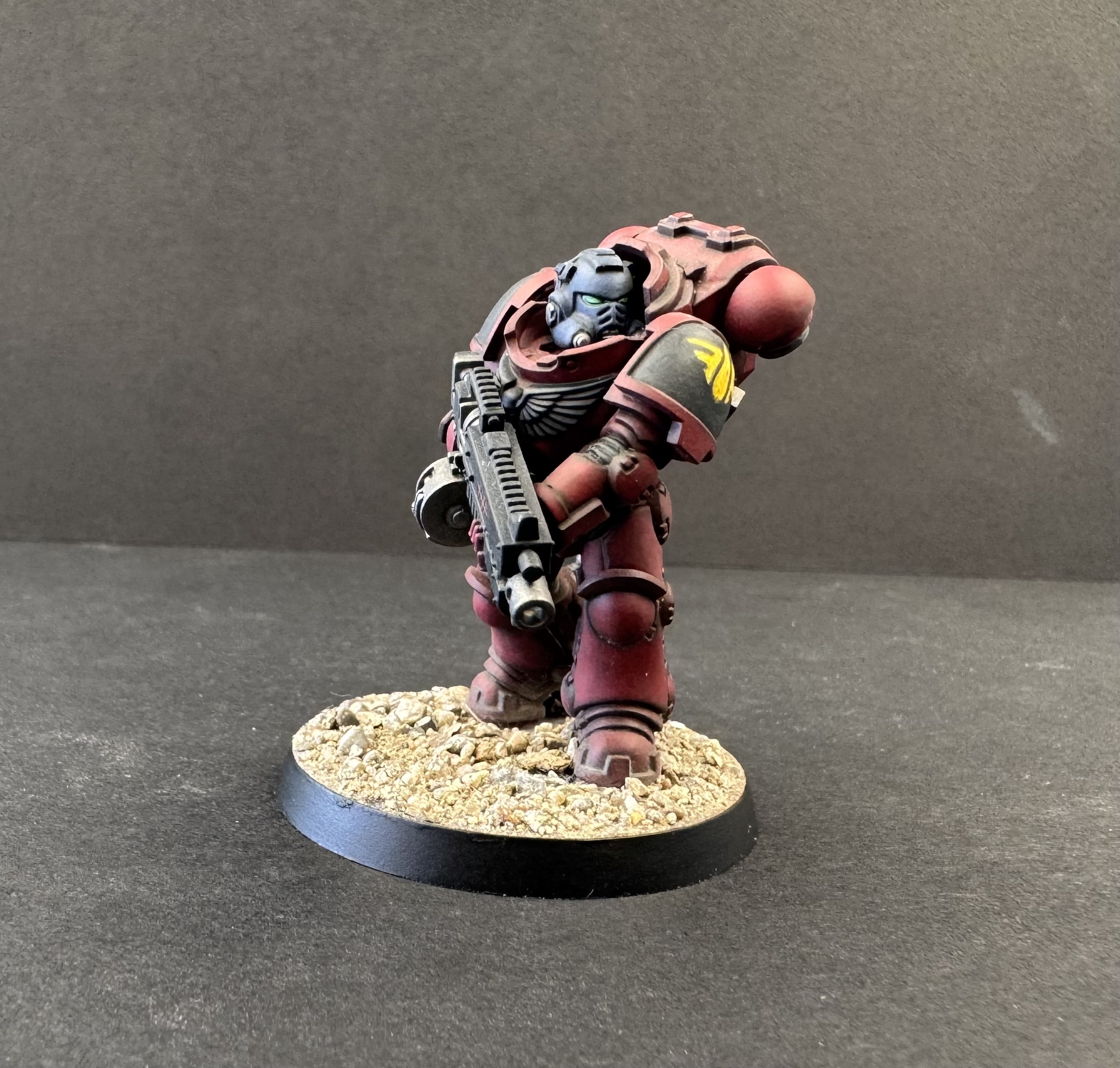 Blood Angels Heavy Intercessor - front pose showing green lenses
