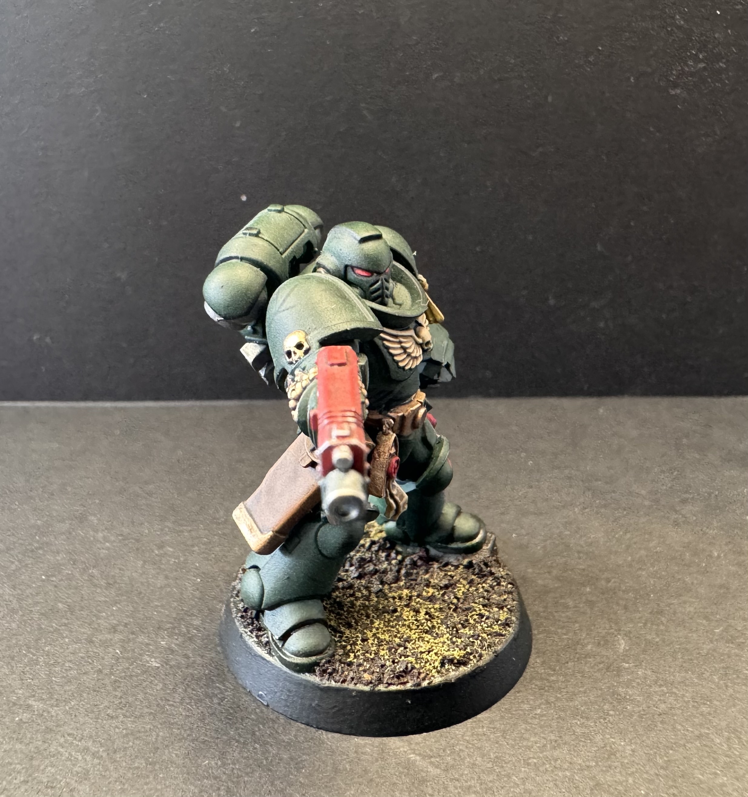 Above front shot showcasing eye and barrel - high lighting