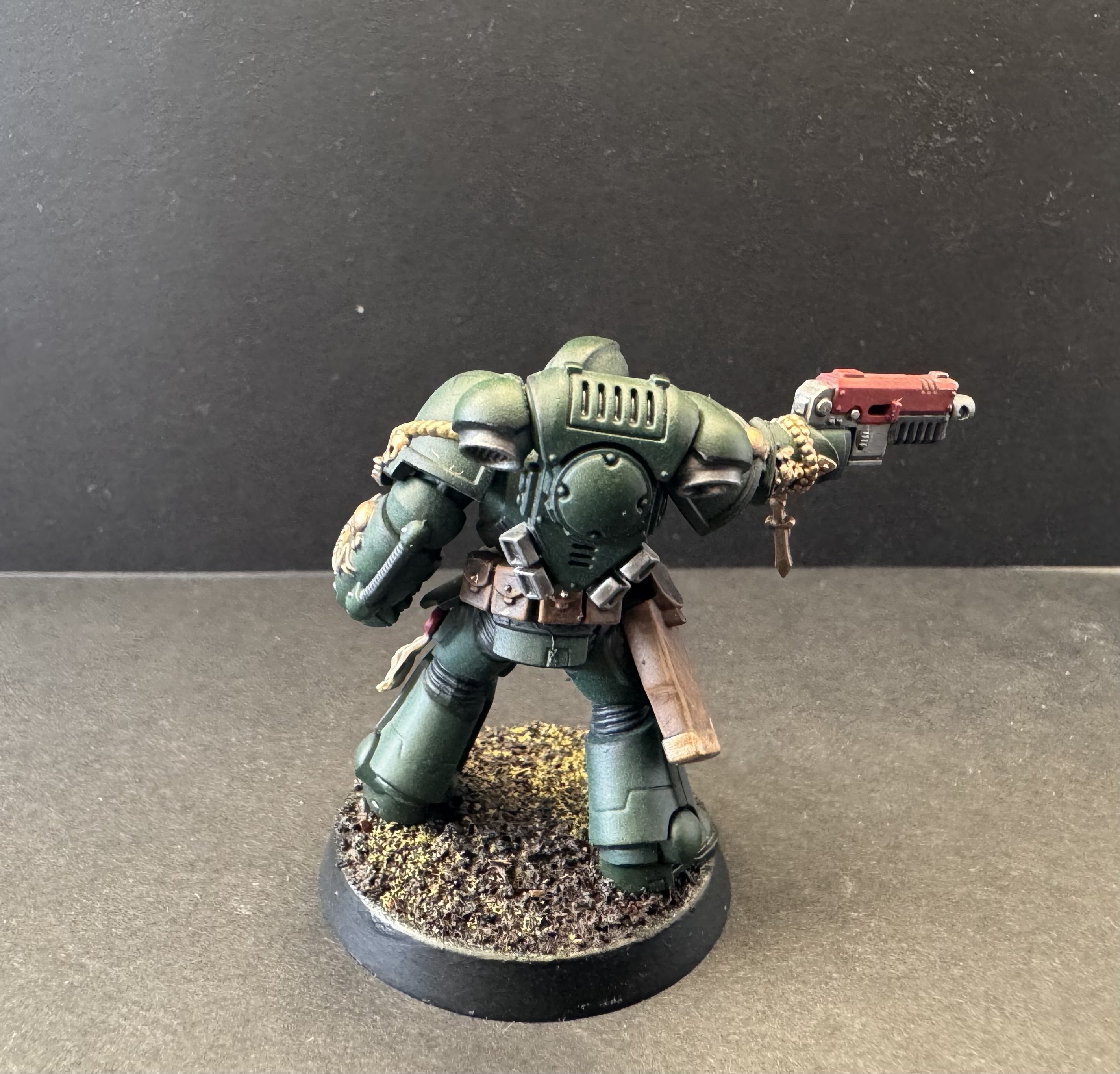 Back shot showing backpack, utility belt and soft joints