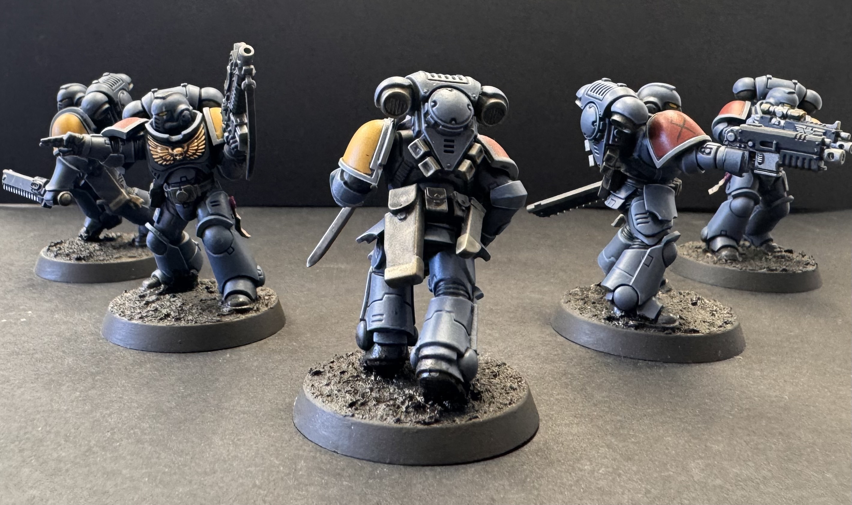 Knife and bolter marine back view - satchel leather and backpack detail