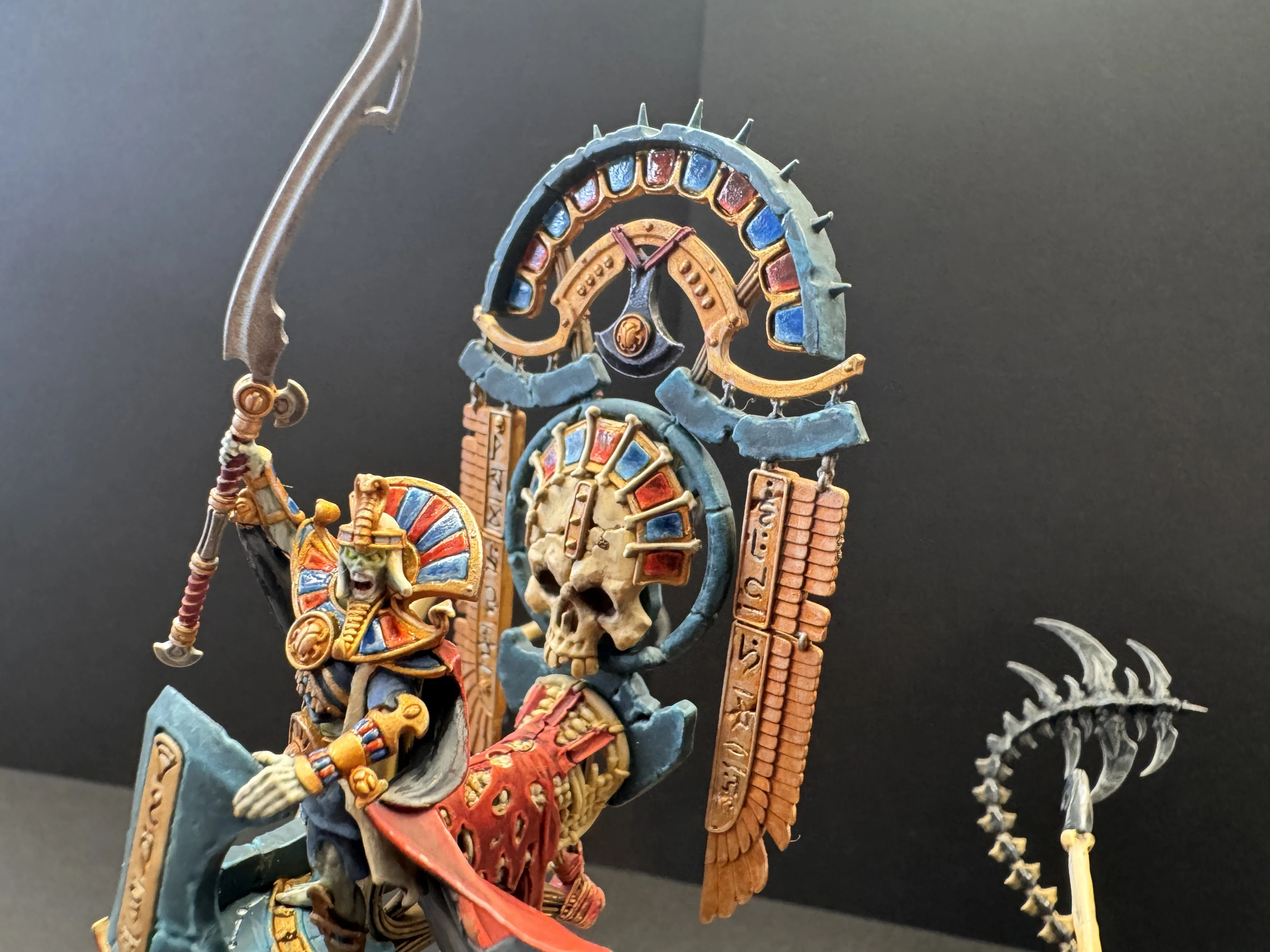 Tomb King ornament skull and jewels close up
