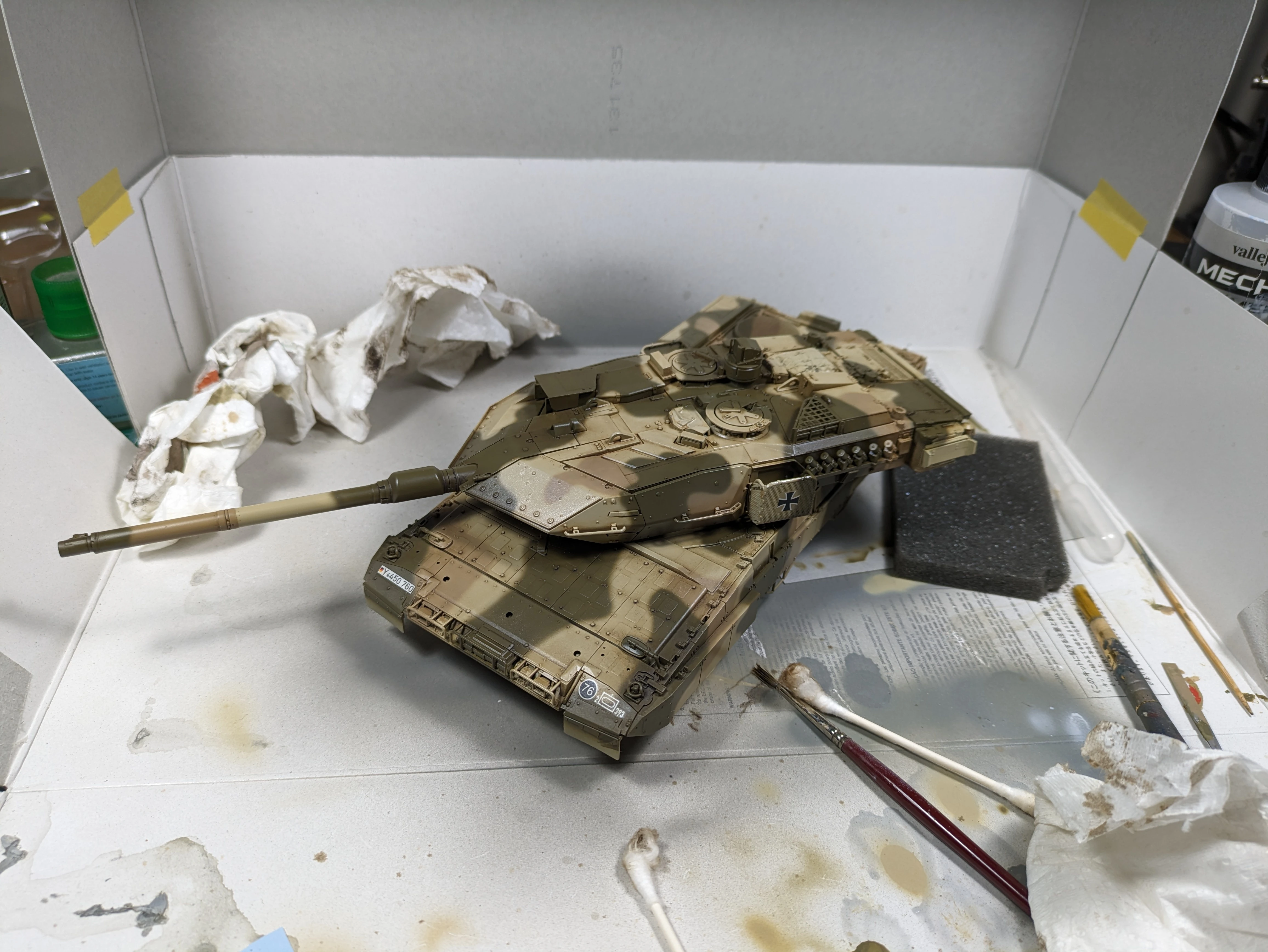 WIP - applying overall filter wash - notice darkness difference front to back