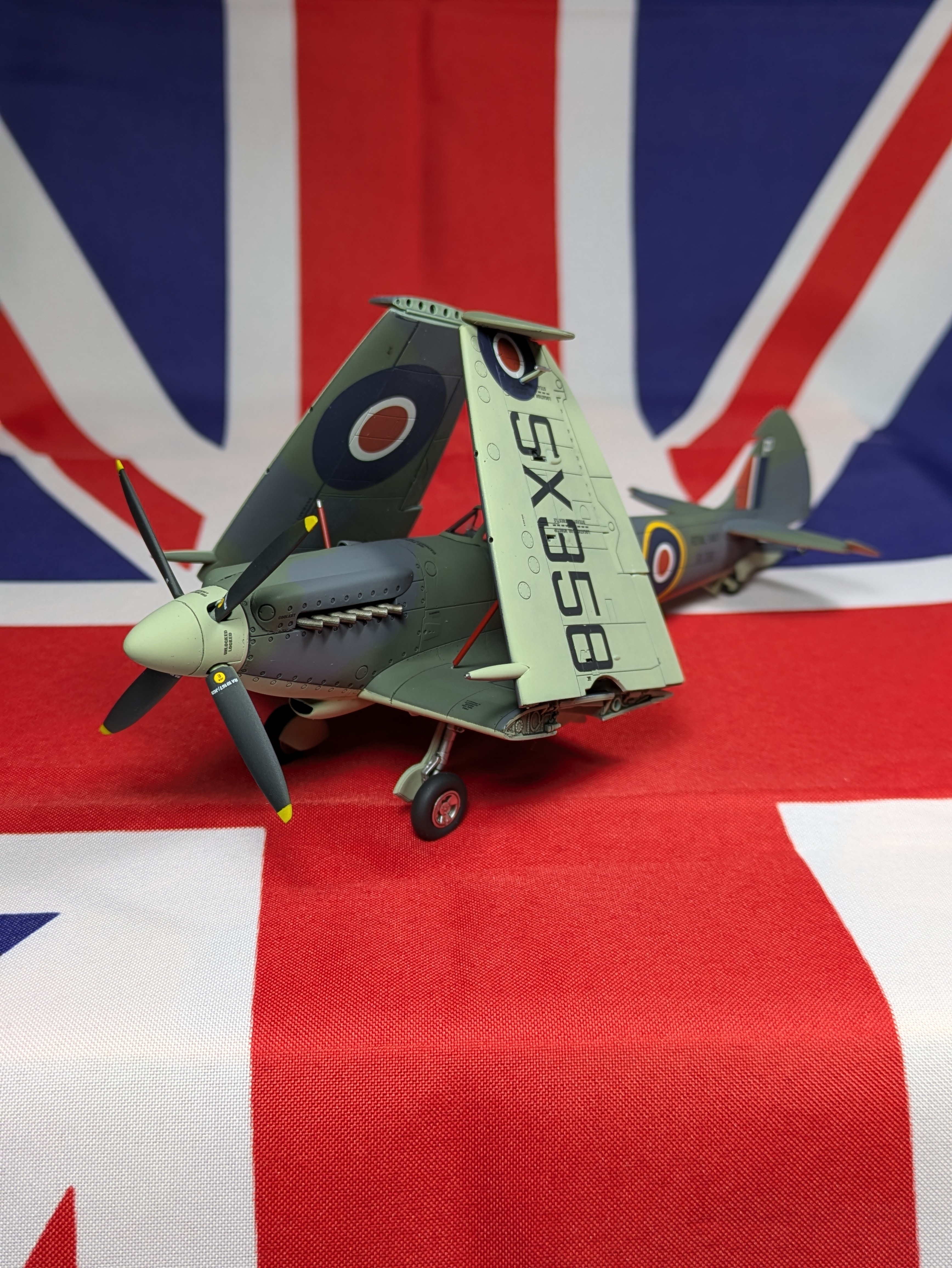 Completed 1/48 Airfix Seafire F.XVII - three-quarter front view left