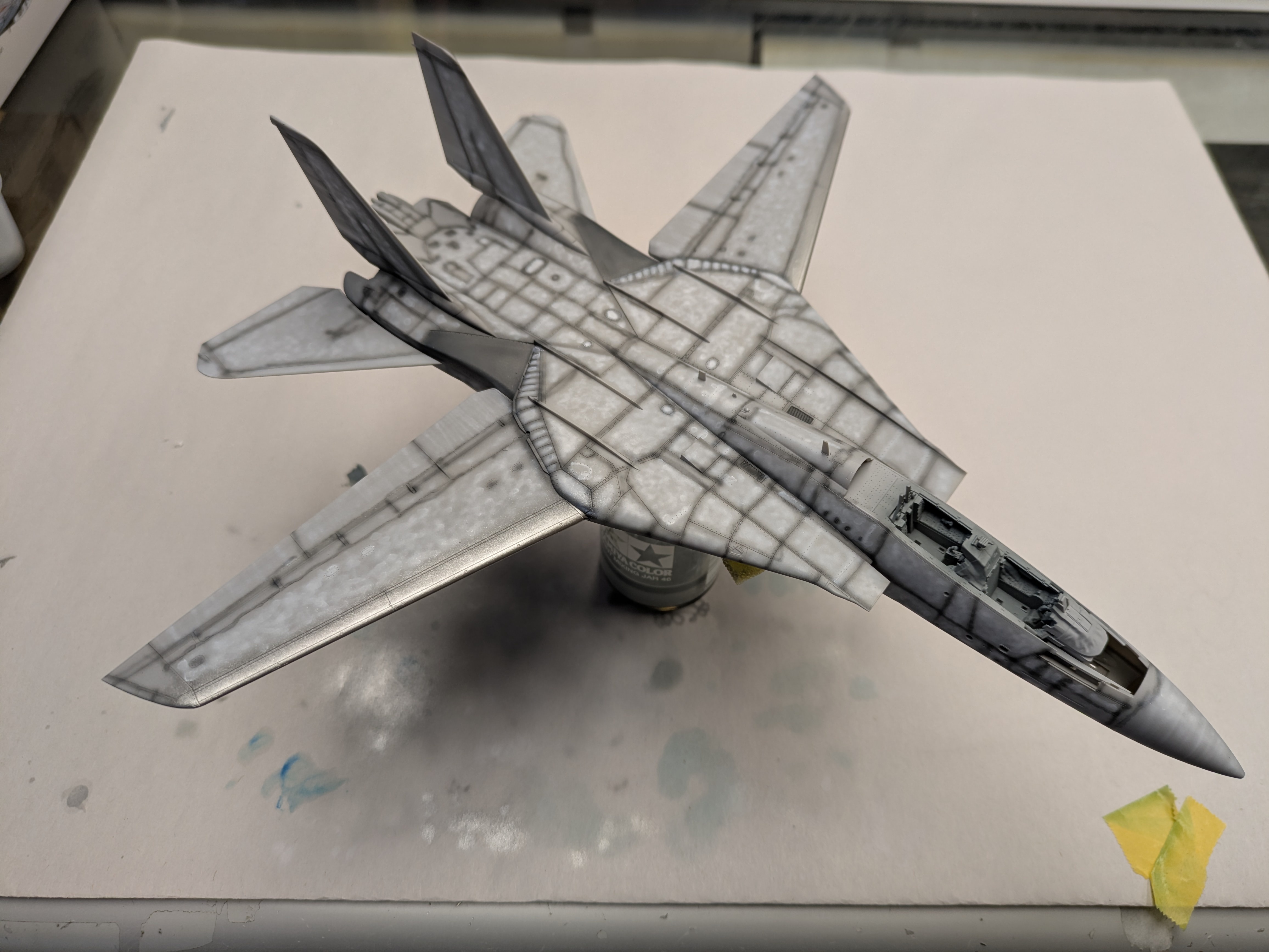 Pre-shaded aircraft from above showing panel tonal variation