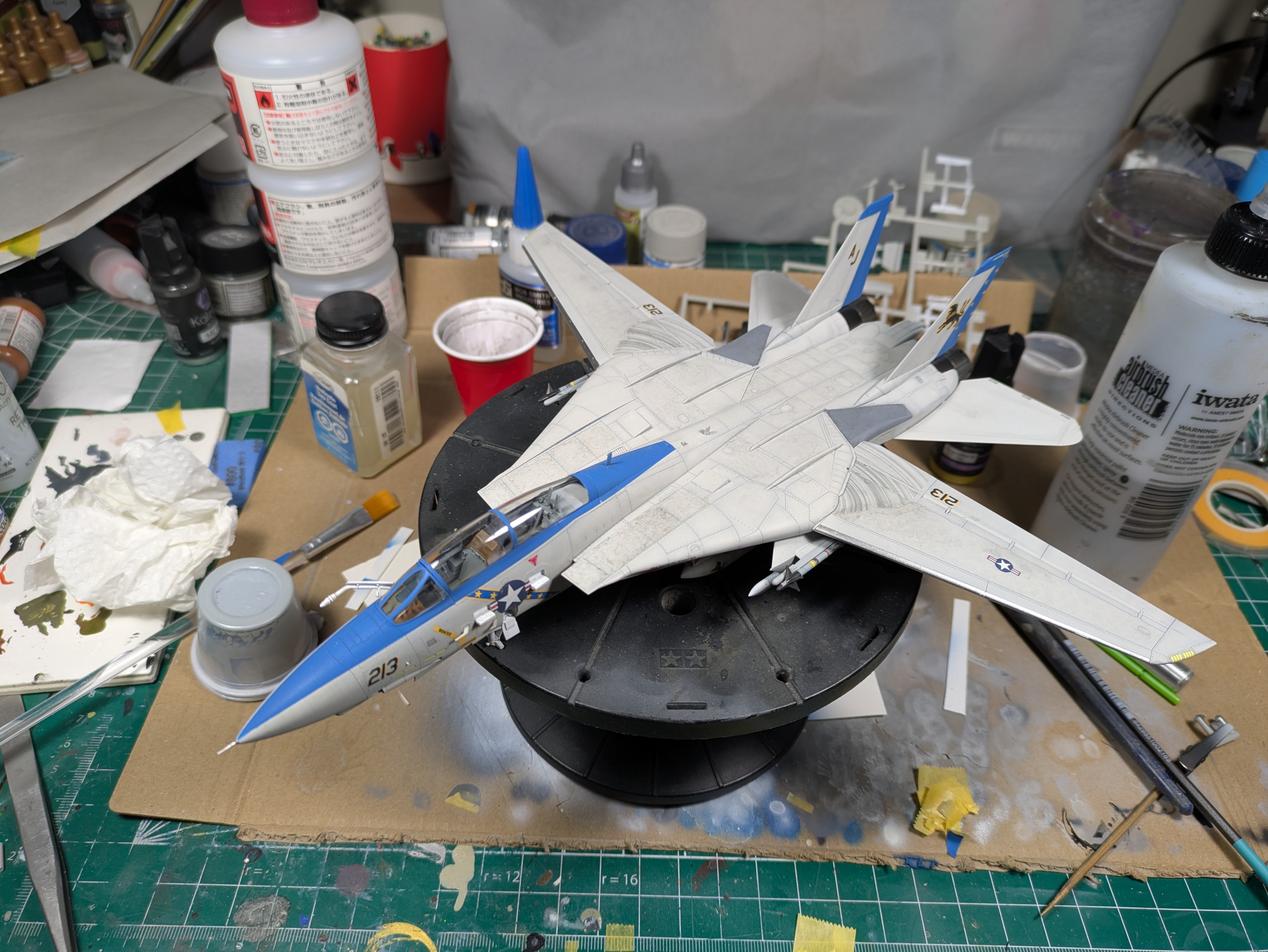 Weathered aircraft from front quarter &mdash; panel lines reading well