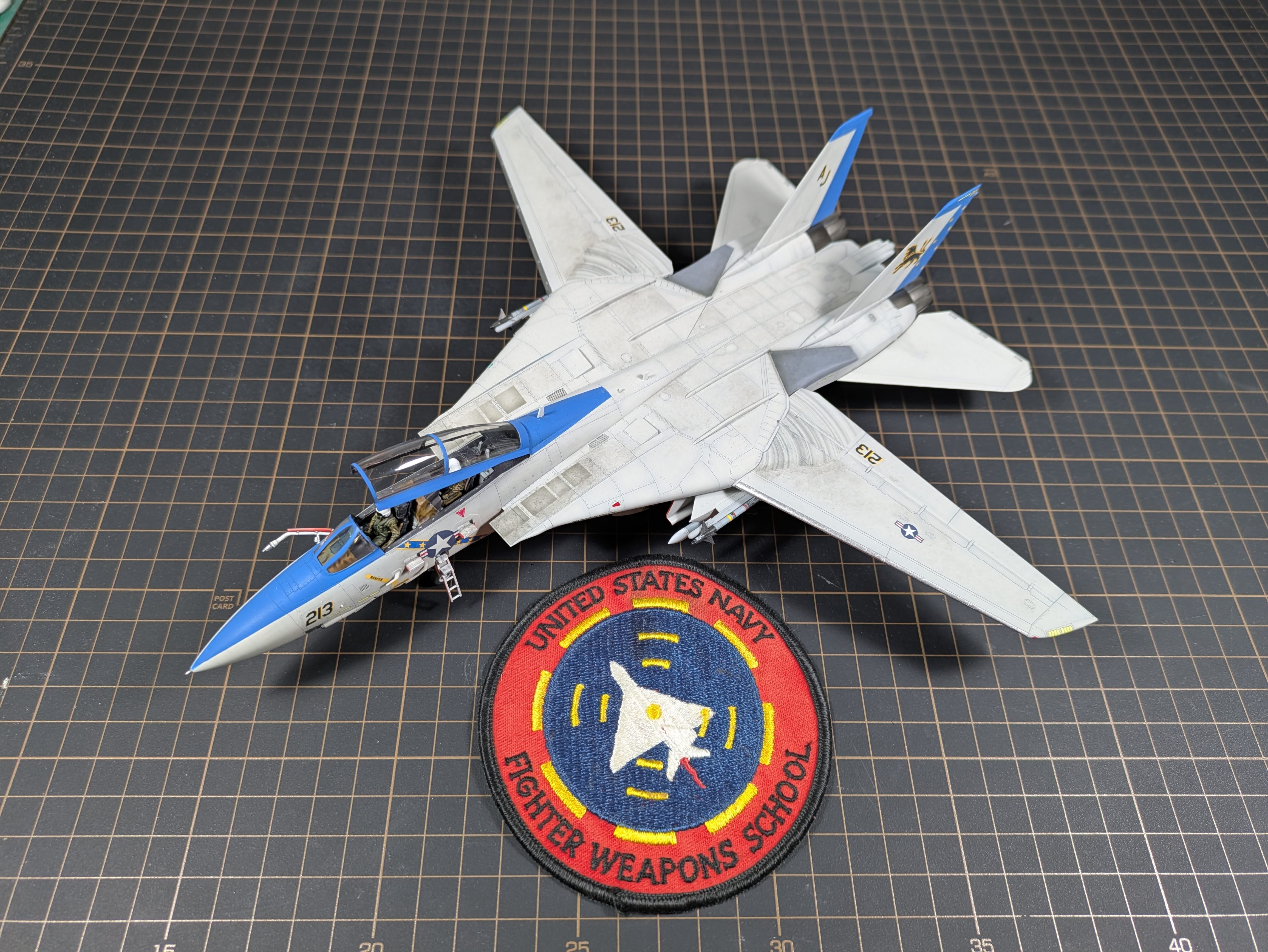 Completed Tamiya 1/72 F-14D Tomcat with TOPGUN Fighter Weapons School patch &mdash; Top Gun Day 2026