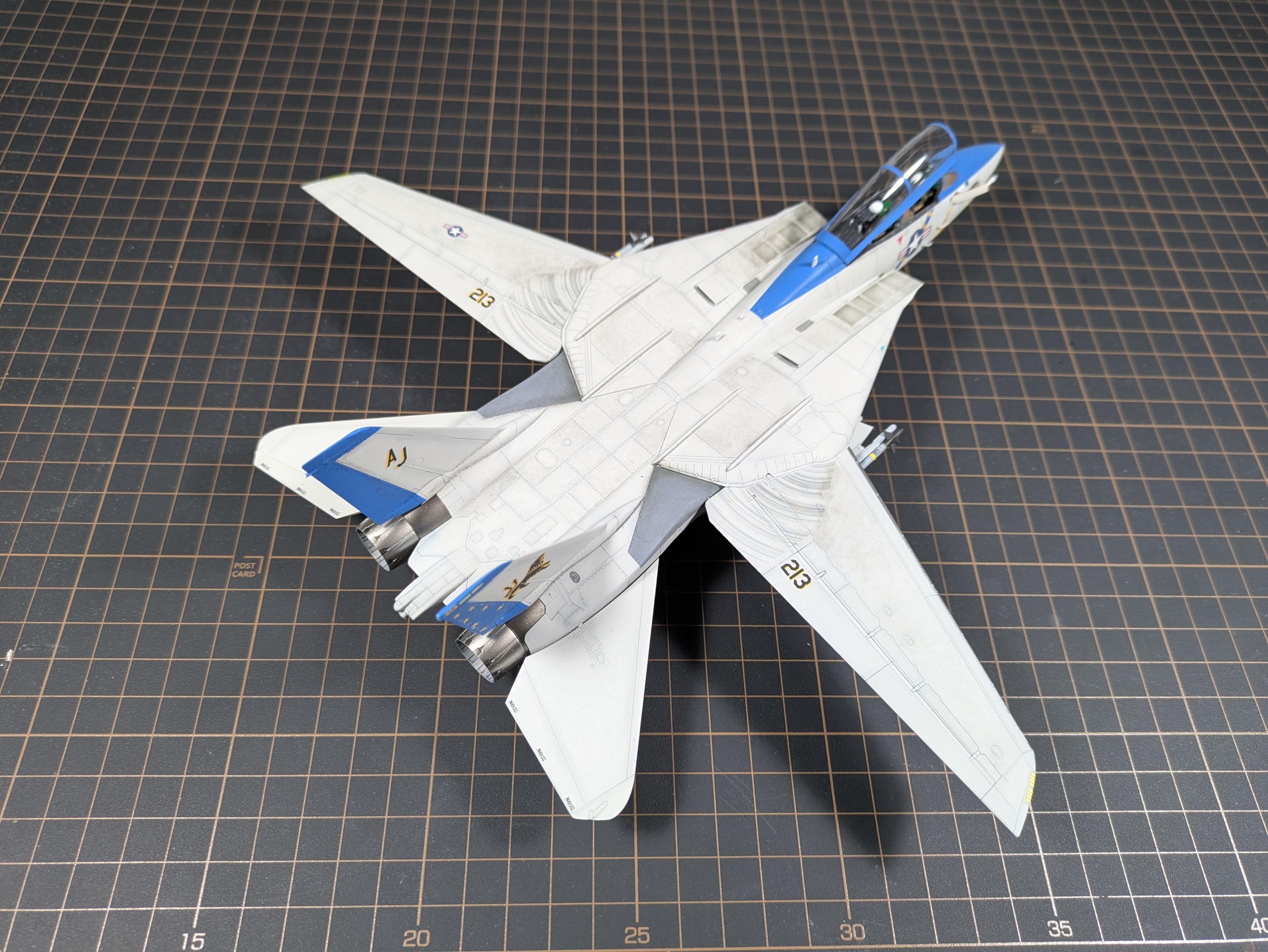 Overhead top-down view of completed F-14D