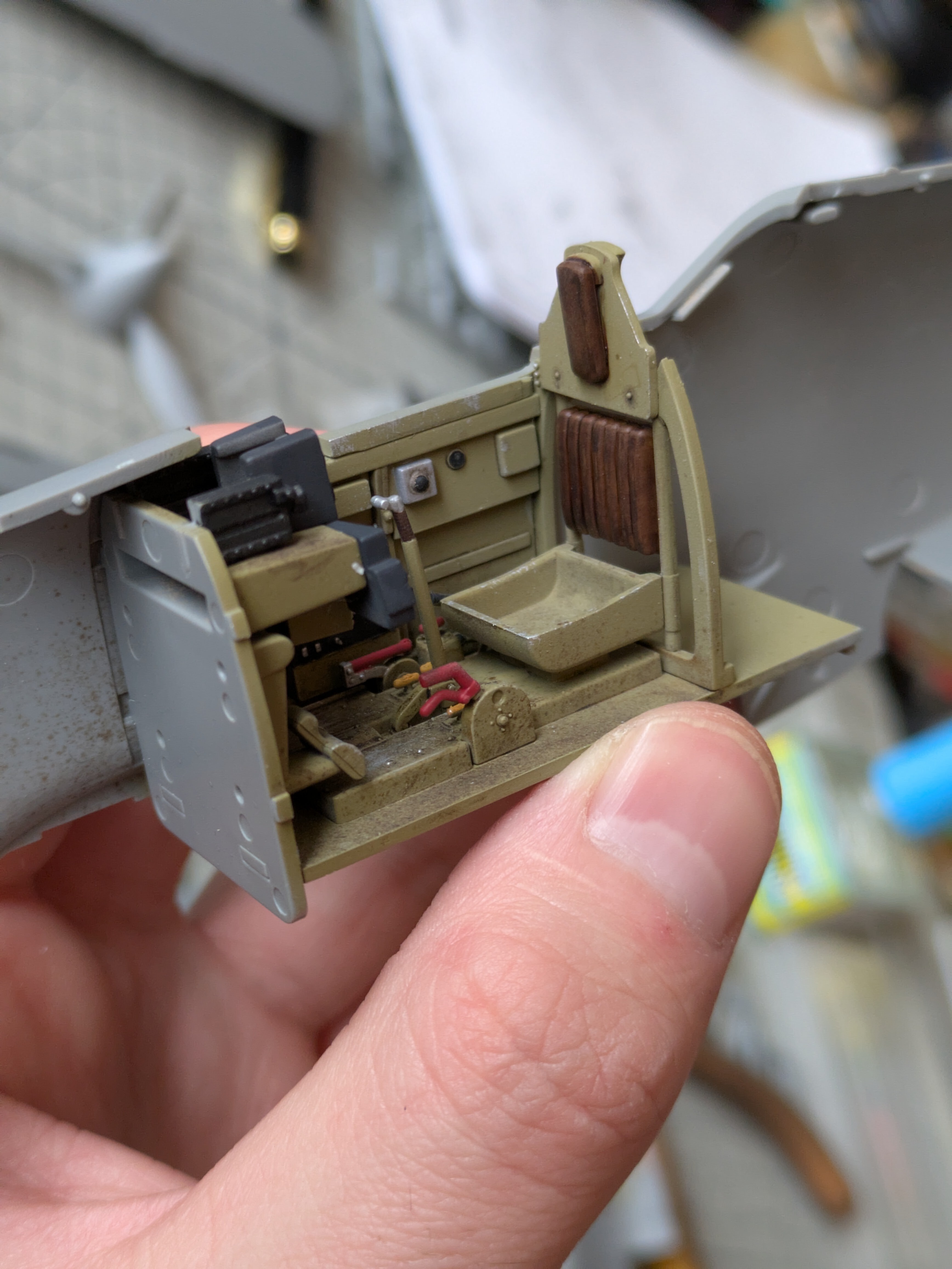 Completed cockpit rear - leather seat focus