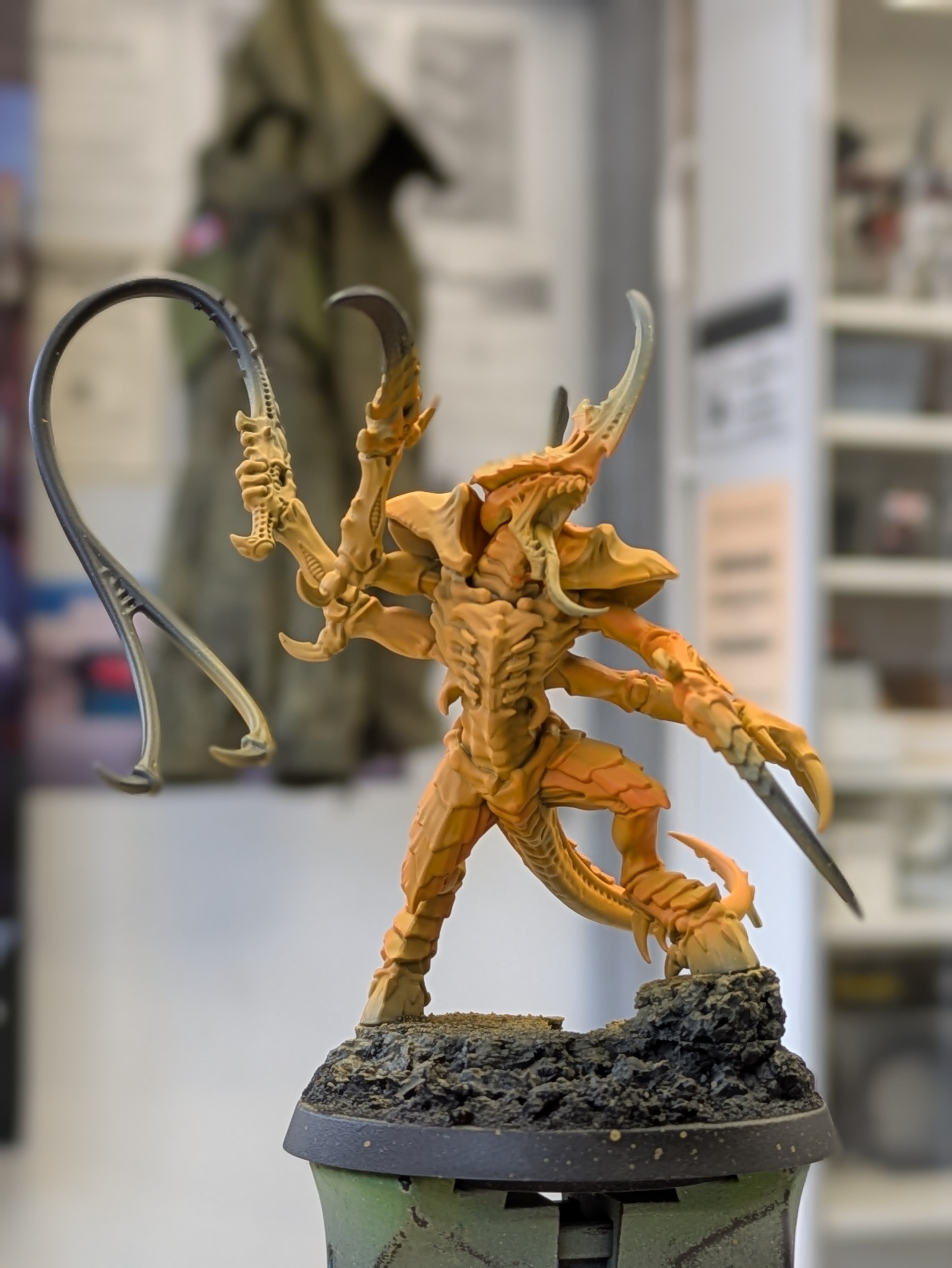 WIP front view showing orange highlight build-up on flesh areas
