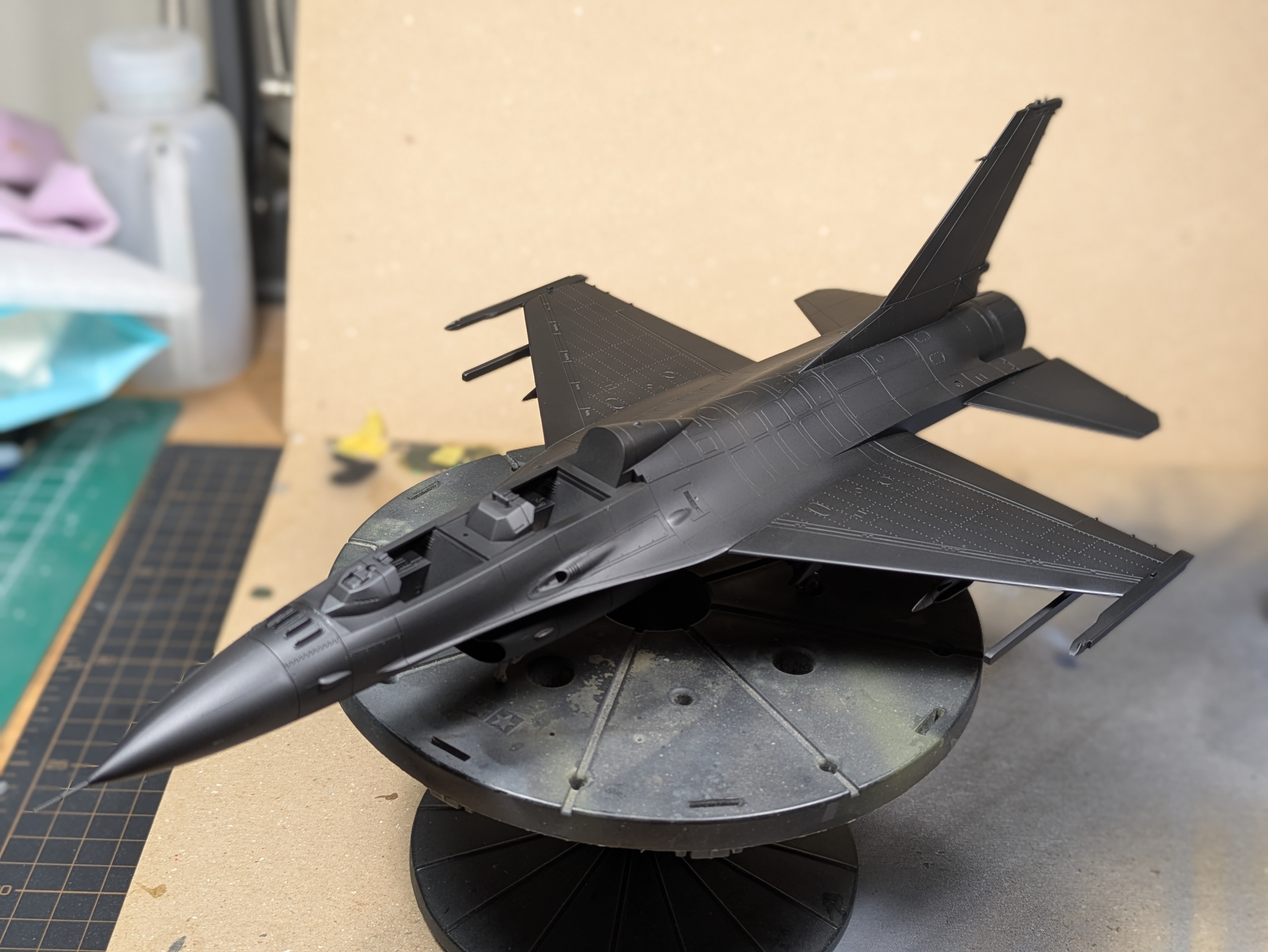 Fully black primed F-16 WIP