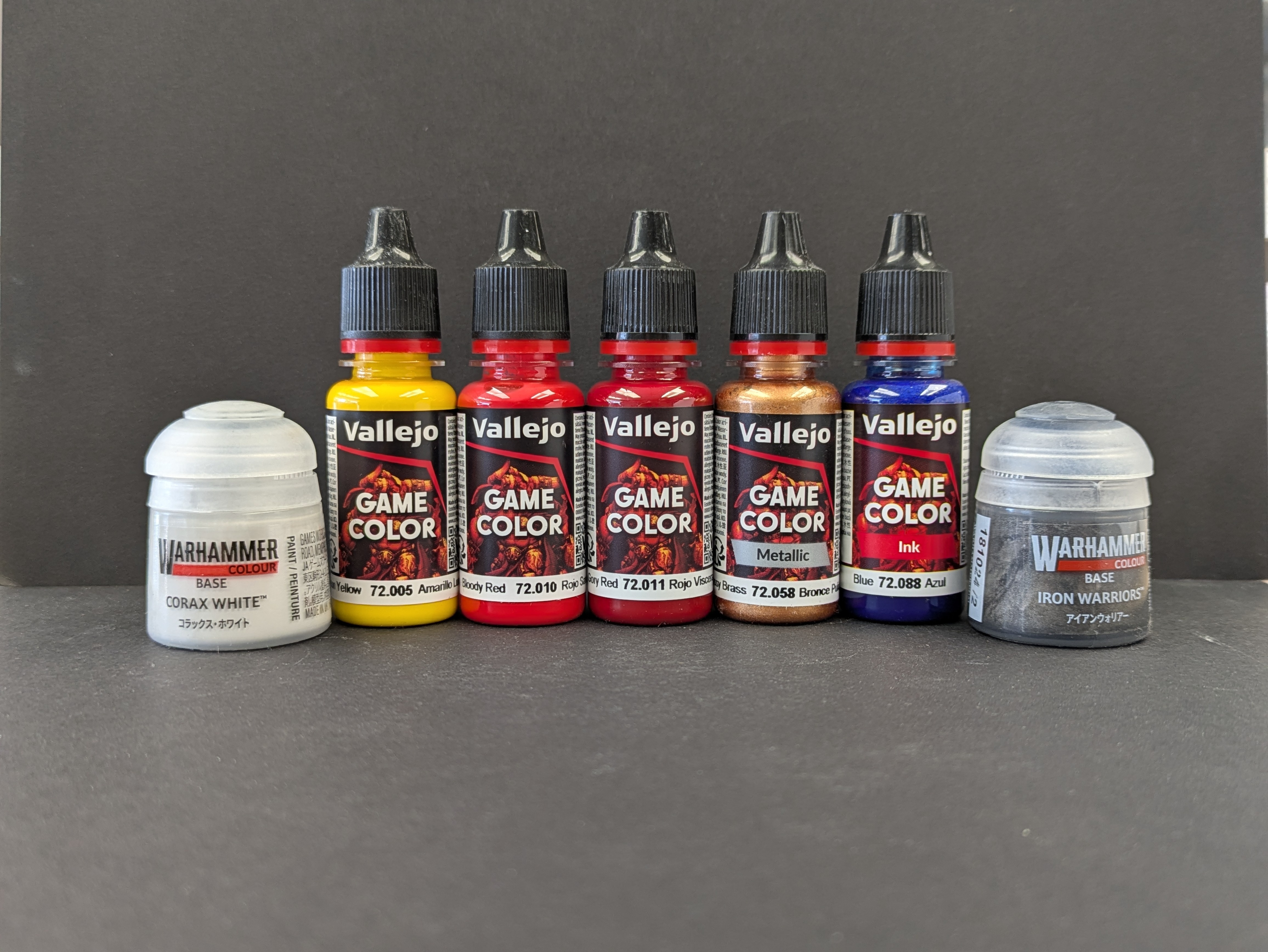 All essential paints used for the Imperial Fists project