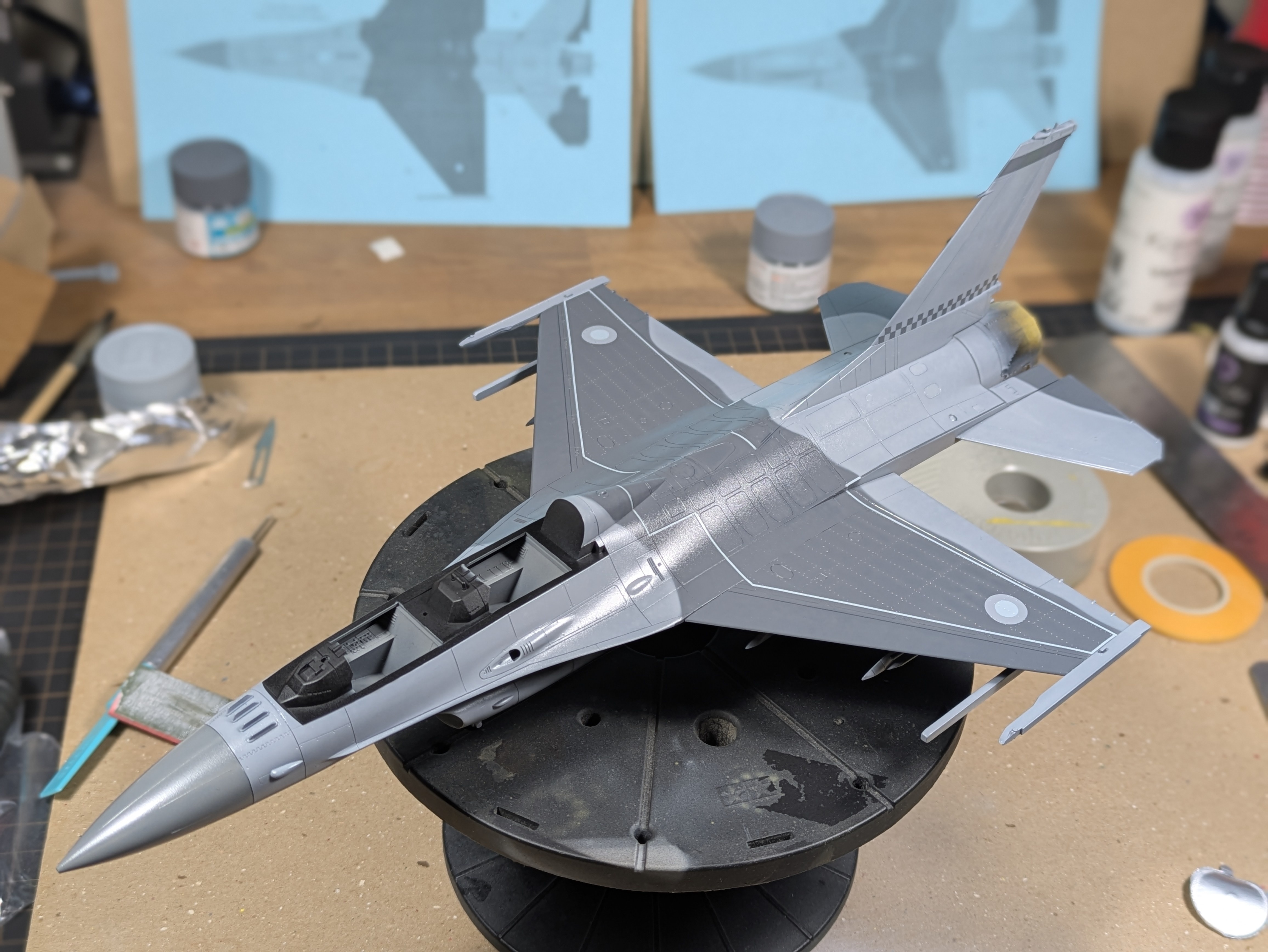 Two-tone, walk lines, roundels and checker all done
