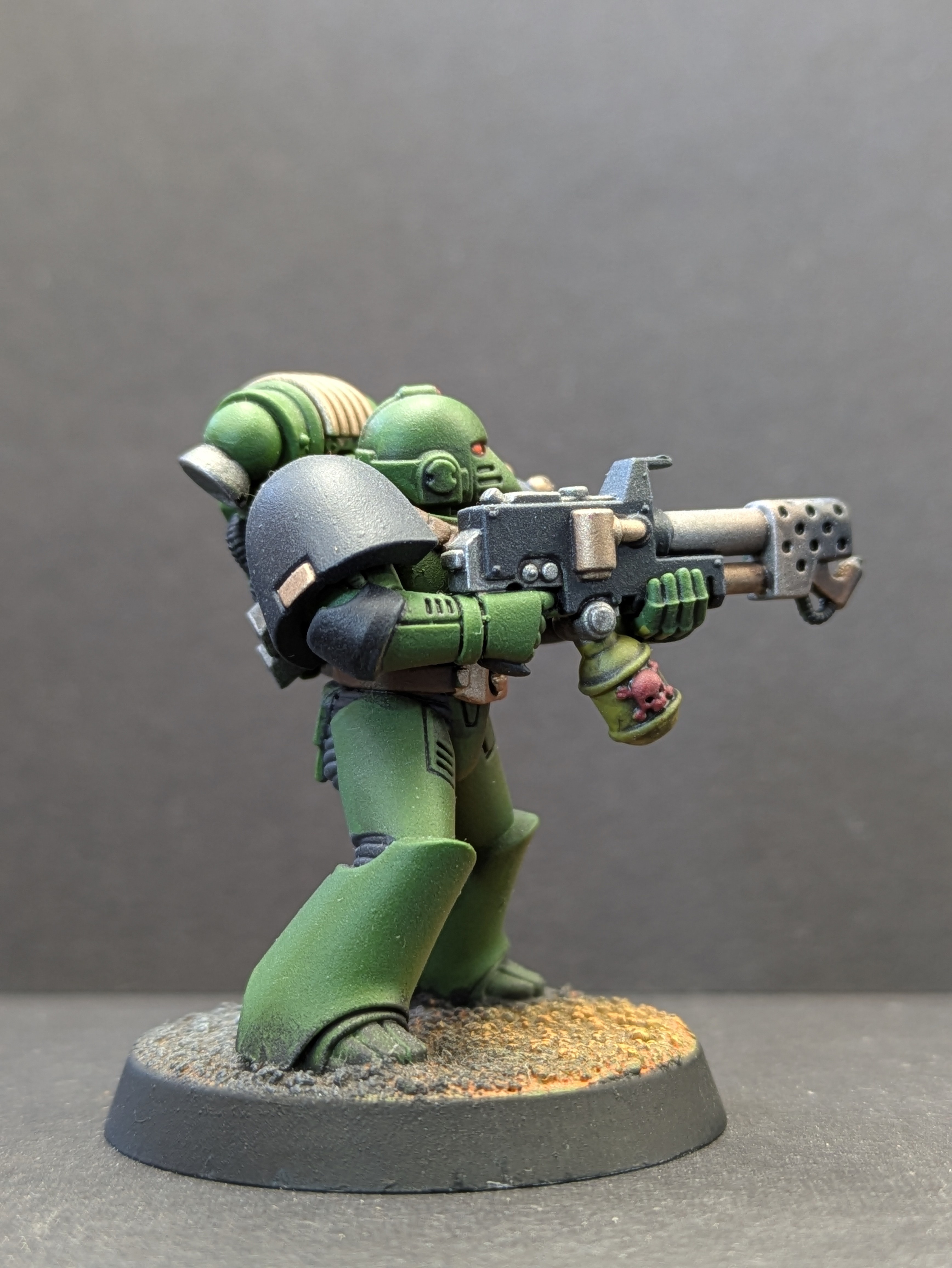 Side profile showing flamer detail