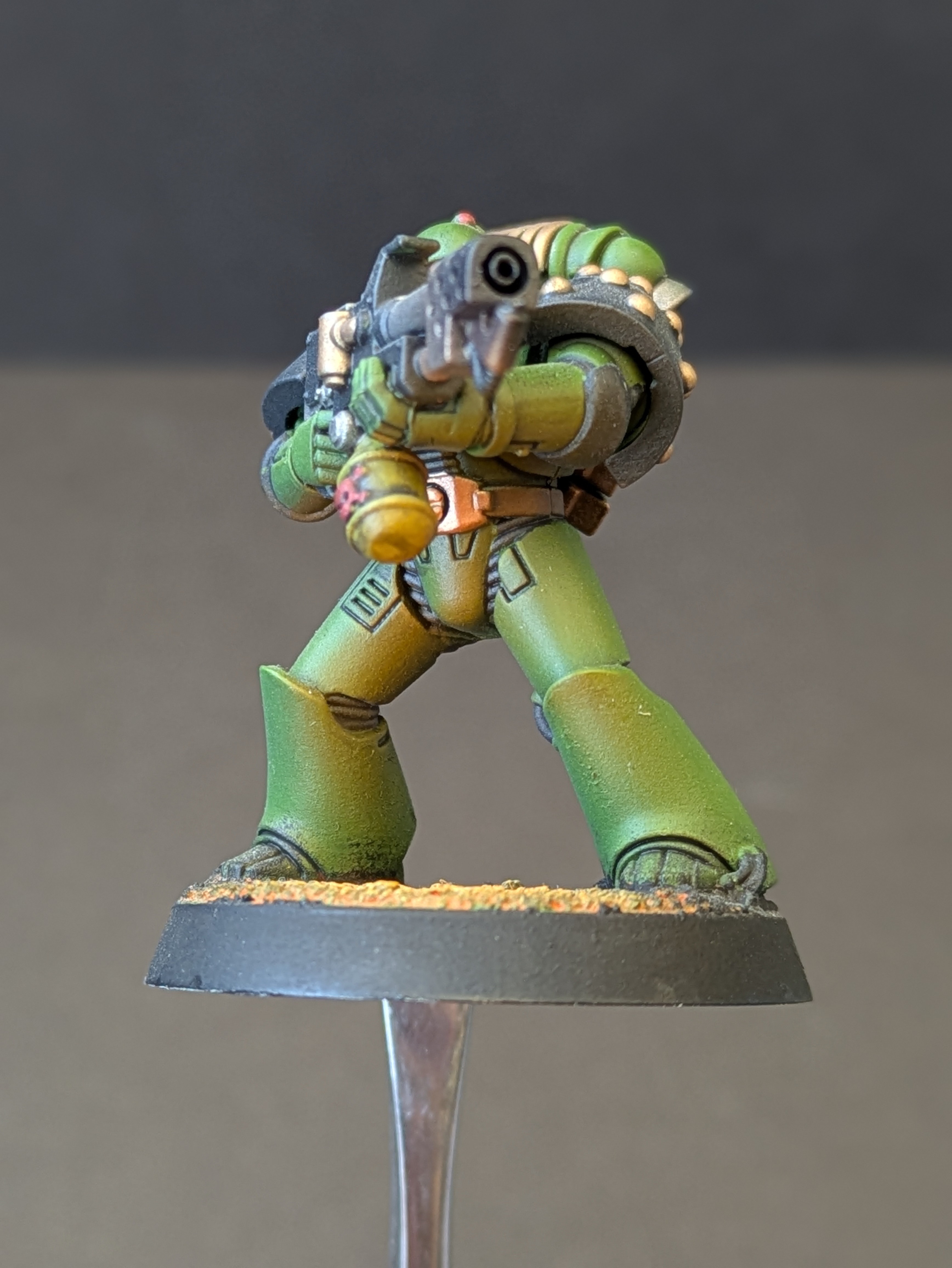 Under shot capturing the fluorescent orange OSL from the flamer