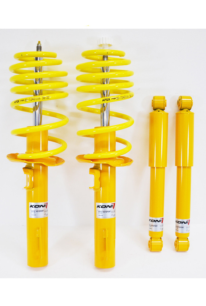 Koni/Apex Sport Kit - S80 (I) Saloon  1998 > 2006 - 2.0T, 2.3T, 2.5I, 2.8T, 2.9T2..4TDi, 2.5TDi - Incl. T6 - Excl. S80-R, AWD and FourC - Front: for original struts only, T6  front dampers: adjust one full turn -
