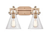 Newton Cone 2 Light Bath Vanity Light In Brushed Brass (411-2W-Bb-7Cl)