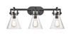 Newton Cone 3 Light Bath Vanity Light In Matte Black (411-3W-Bk-7Cl)