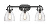 Newton Bell 3 Light Bath Vanity Light In Matte Black (412-3W-Bk-7Cl)