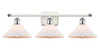 Orwell 3 Light Bath Vanity Light In White & Polished Chrome (516-3W-Wpc-G131)