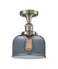 Large Bell 1 Light Semi-Flush Mount In Brushed Satin Nickel (517-1Ch-Sn-G73)