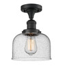 Large Bell 1 Light Semi-Flush Mount In Matte Black (517-1Ch-Bk-G74)