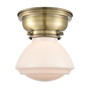 Olean 1 Light Flush Mount In Antique Brass (623-1F-Ab-G321)