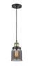 Small Bell 1 Light Mini Pendant In Black Antique Brass (201C-Bab-G53)