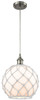 Large Farmhouse Rope 1 Light Mini Pendant, Brushed Nickel (516-1P-Sn-G121-10Rw)