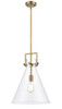 Newton Cone 1 Light Pendant In Brushed Brass (411-1S-Bb-14Cl)