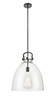 Newton Bell 1 Light Pendant In Matte Black (412-1S-Bk-16Cl)