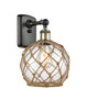 Farmhouse Rope 1 Light Sconce In Black Antique Brass (516-1W-Bab-G122-8Rb)