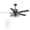 Helston 52" Black Indoor Smart Ceiling Fan, Light Kit (VWGS-525D-L12-B5-1)