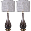 Lola Big 1 Light Table Lamp, Smoke Grey, Silver Fabric Shade (VT-G30012A2S)
