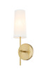 Mel 1 Light Brass And White Shade Wall Sconce (LD6004W5BR)