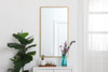Elegant Furniture and Lighting Metal Frame Rectangle Mirror 20 Inch In Brass (MR42036BR)