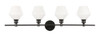 Gene 4 Light Black And Frosted White Glass Wall Sconce (LD2321BK)
