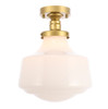 Lyle 1 Light Brass And Frosted White Glass Flush Mount (LD6245BR)