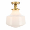 Lyle 1 Light Brass And Frosted White Glass Flush Mount (LD6245BR)