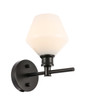 Gene 1 Light Black And Frosted White Glass Wall Sconce (LD2309BK)