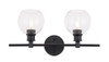 Collier 2 Light Black And Clear Glass Wall Sconce (LD2314BK)