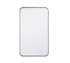 Elegant Furniture and Lighting Soft Corner Metal Rectangular Mirror 18X30 Inch In Silver (MR801830S)