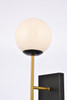Elegant Furniture and Lighting Neri 1 Light Black And Brass And White Glass Wall Sconce (LD2360BKR)